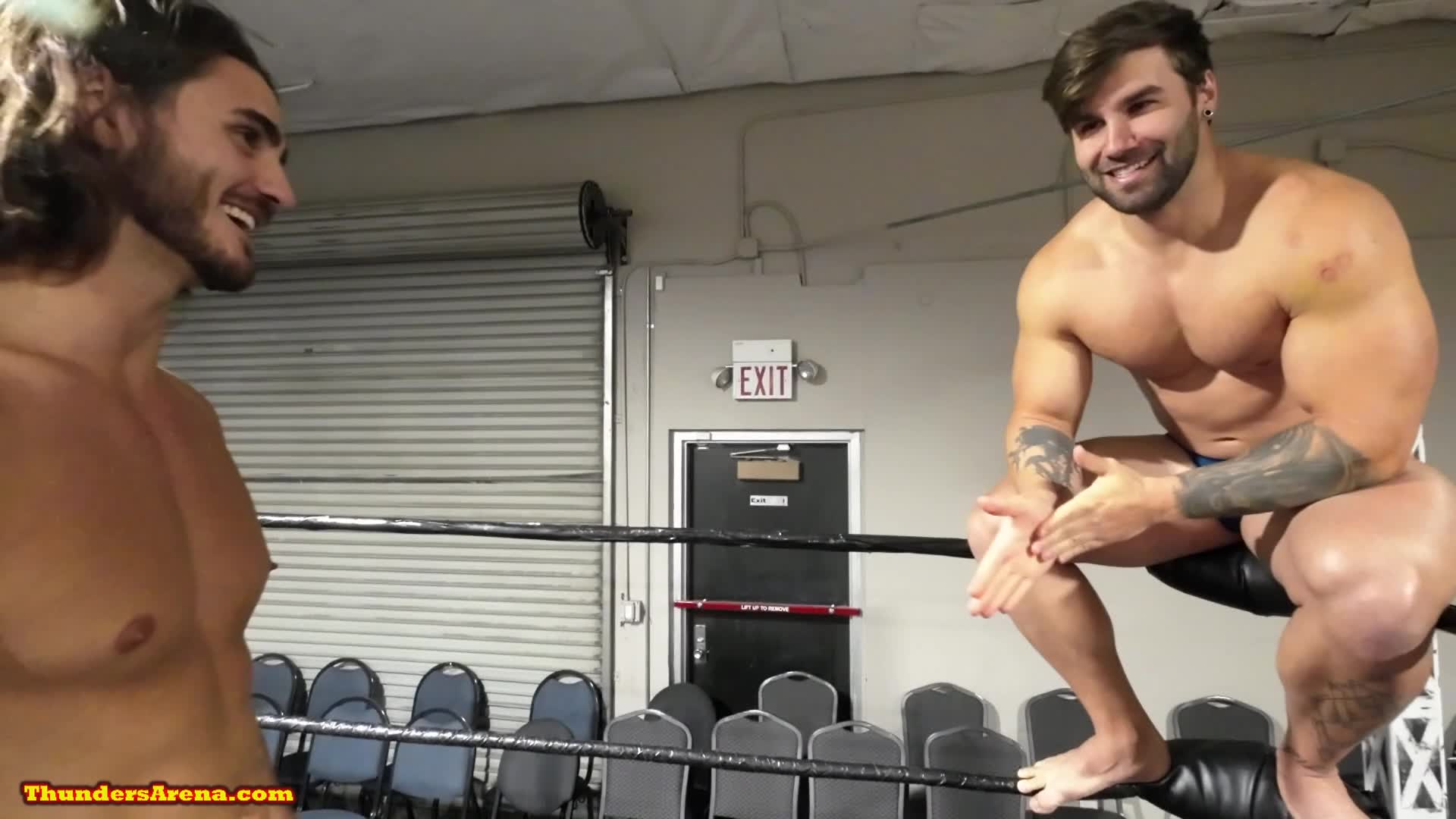 Loki sitting on ring turnbuckle