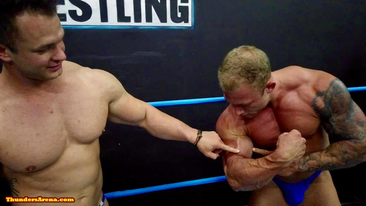 Jake steel thunders arena wrestling bicep flex