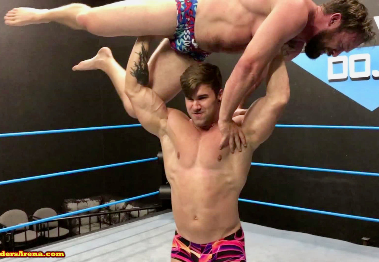 Loki presses Joey King at Thunders Arena Wrestling.