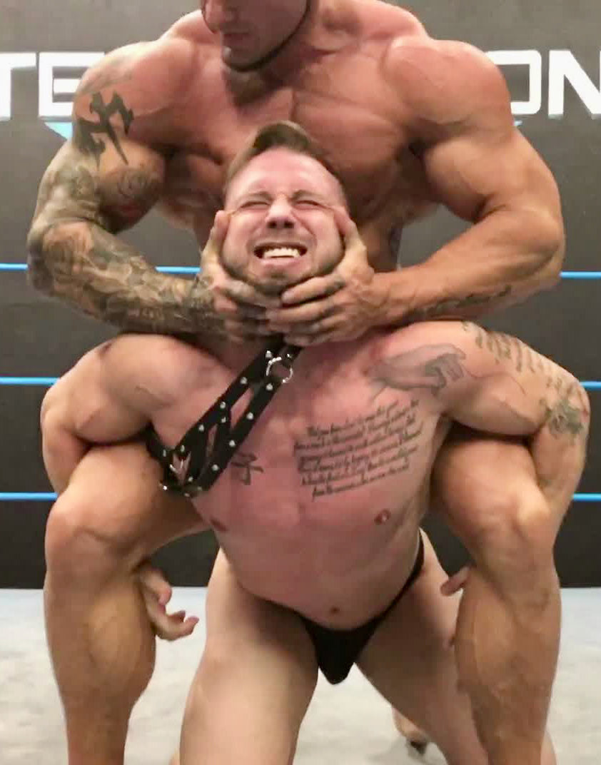 Bull chokes Dom Knight at Thunders Arena Wrestling.