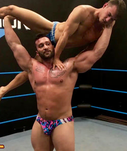 Stallion lifting Kasee at Thunders Arena Wrestling.