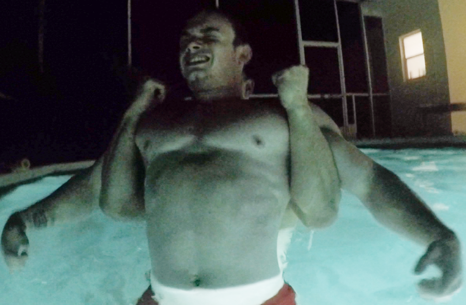 Travis Steel pool full Nelson submission hold submit chest pecs 