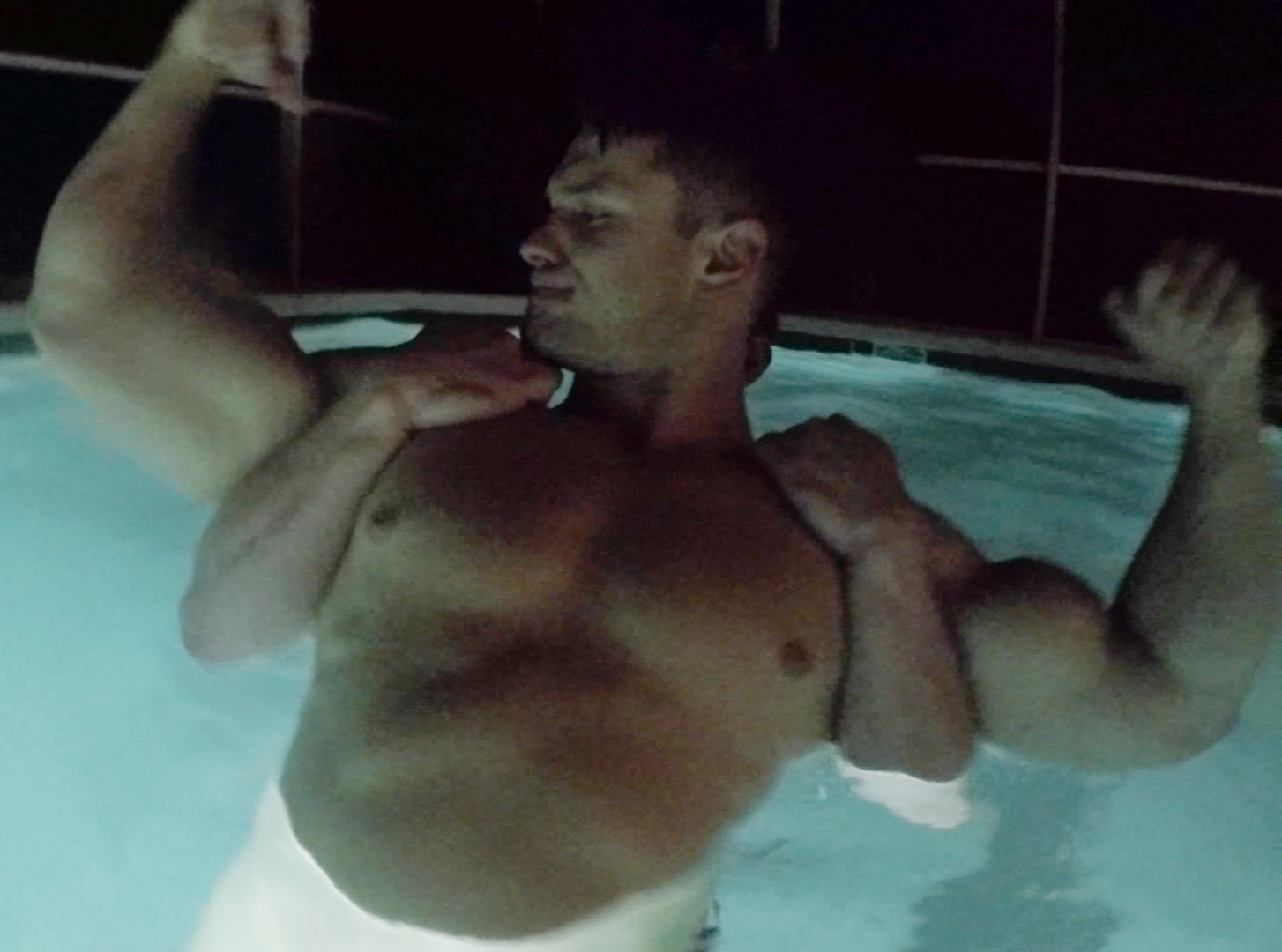 Travis Steel pool full Nelson submission hold submit chest pecs 