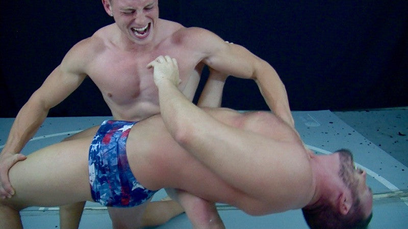 Scrappy bends Joey King in half with a backbreaker submission in Thunders Arena