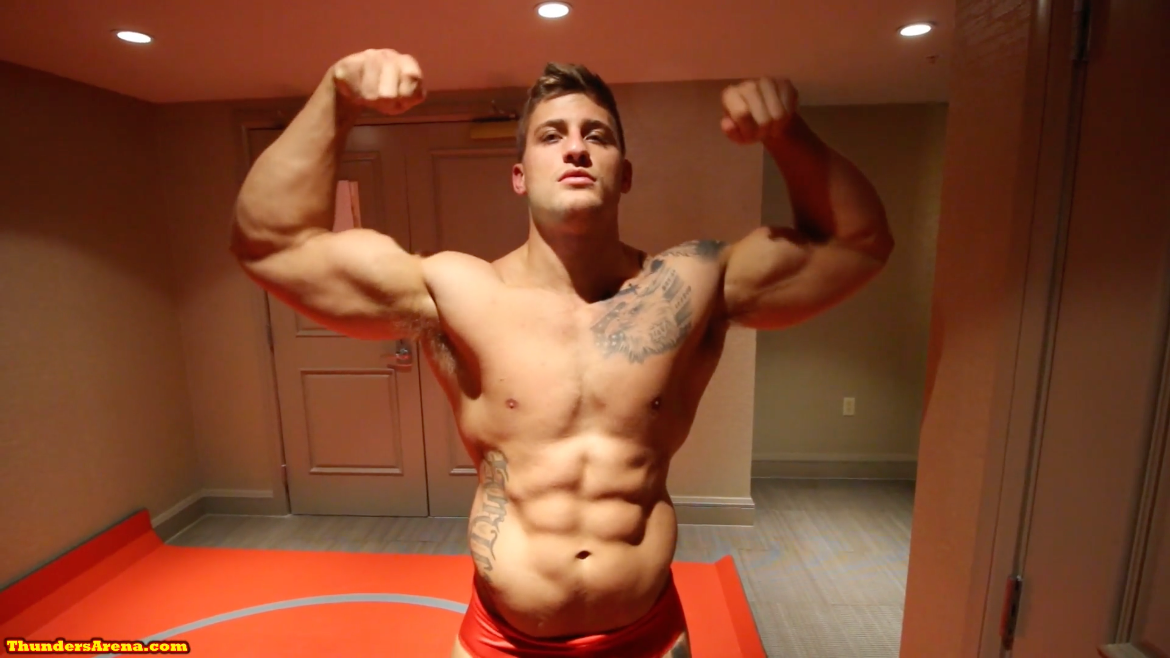 Eagle flexes his arms at Thunders Arena Wrestling 