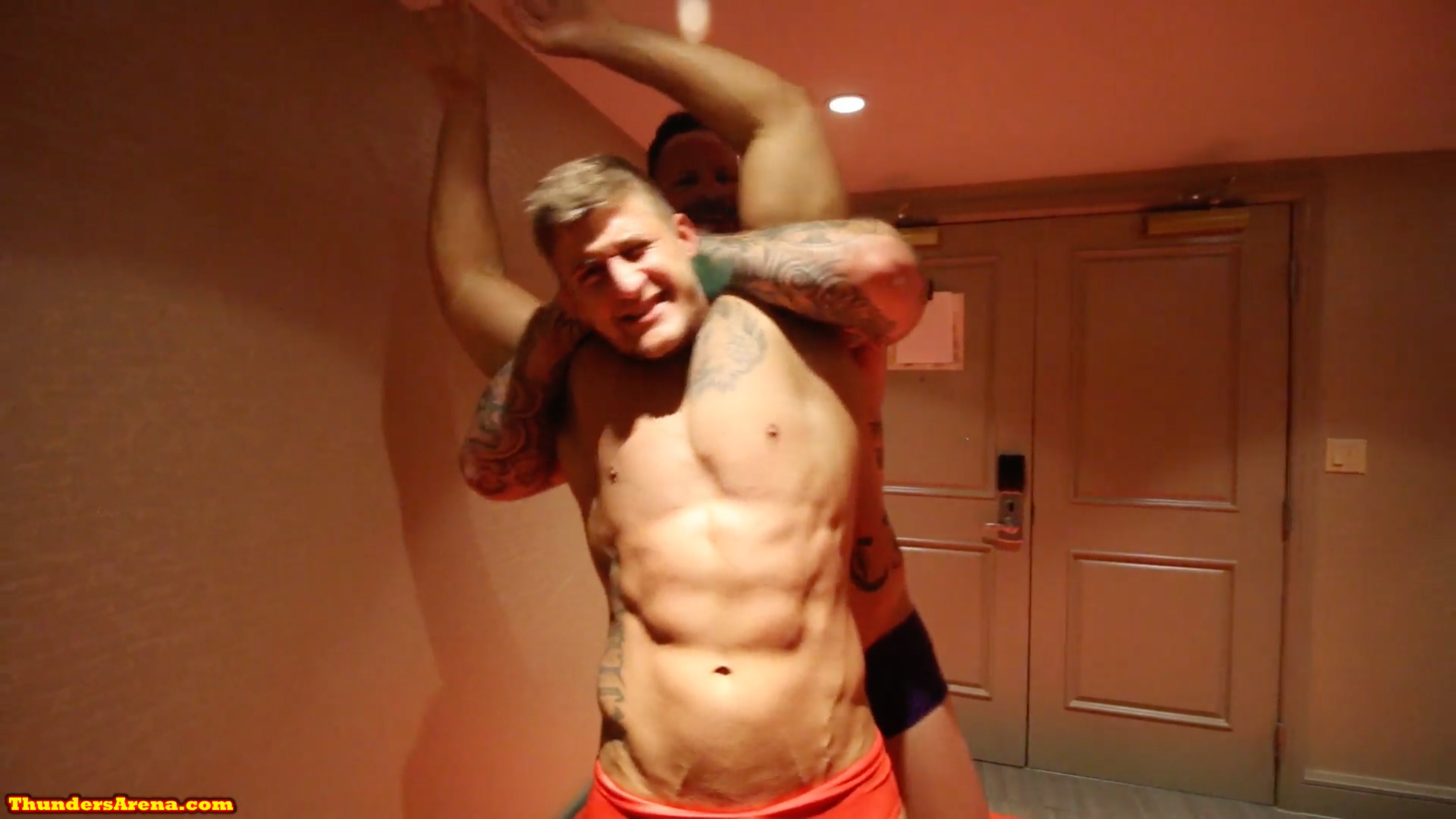 Mack putting Eagle into a full nelson at Thunders Arena Wrestling 