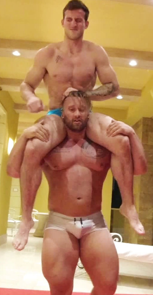 Cason sitting on top of Stallions shoulders