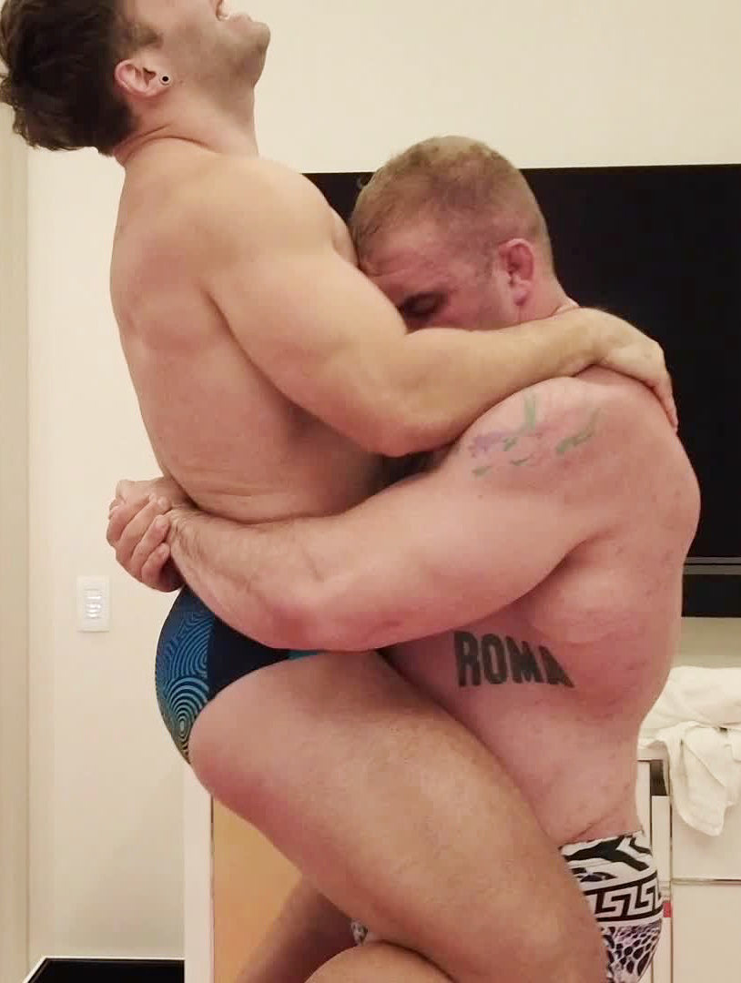 Davin bear hugging Loki