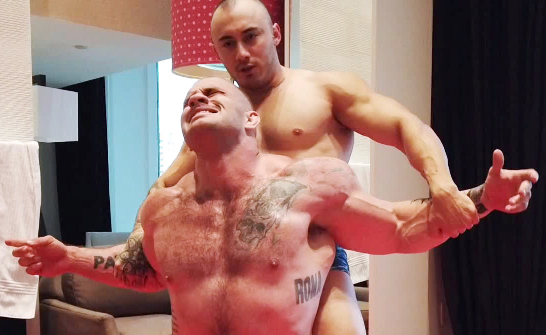 Caesar bending Davins arms back