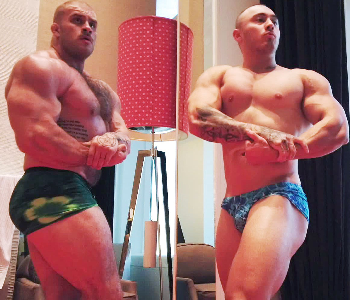 Davin and Caesar flexing side by side