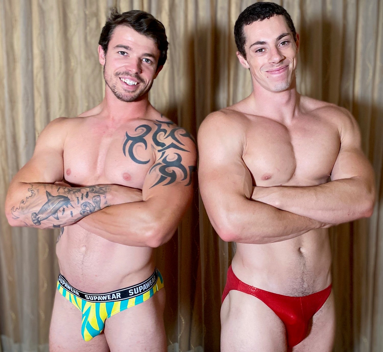 Rivet and Scuba cross arm pose