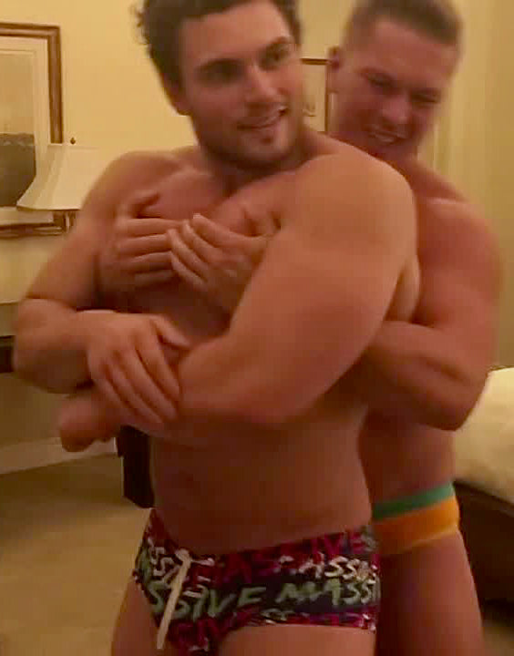 Texas puts Ludwig into a bearhug at Thunders Arena Wrestling. 