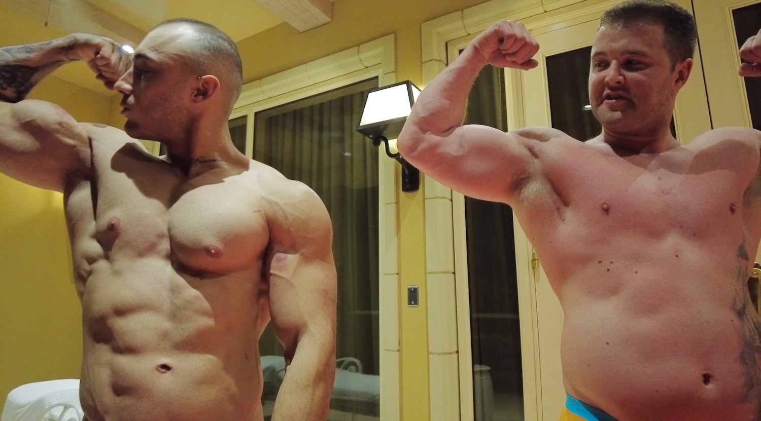 Caesar and Jarhead bicep flexing