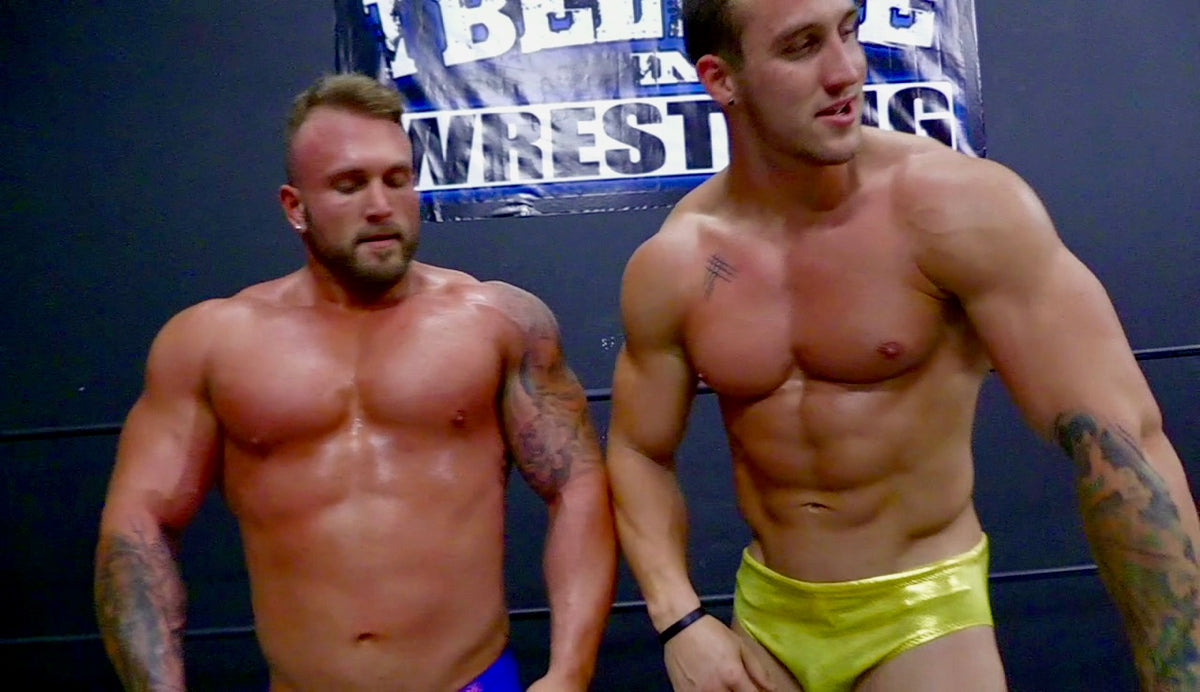 Gunner and Cason flex at Thunders Arena Wrestling.