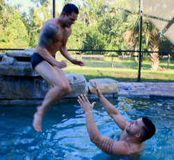 wrestlers fighting in the pool