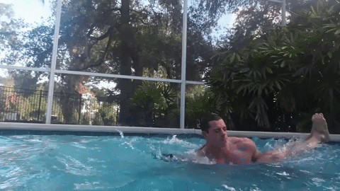 Rivet bodyslams Kuma in pool gif