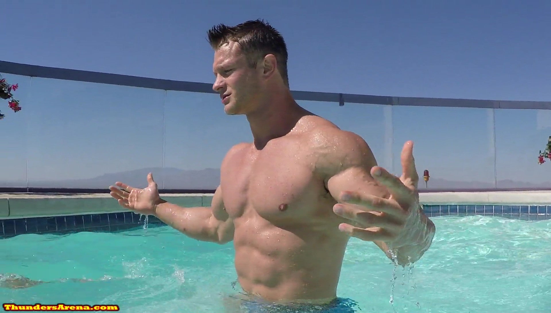 Steel pecs chest abs arms pool